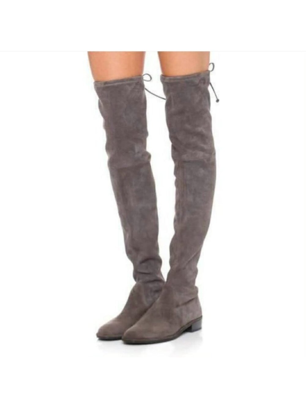 NEW Stuart Weitzman Lowland Over-The-Knee Boots Gray Suede Womens Size 8.5